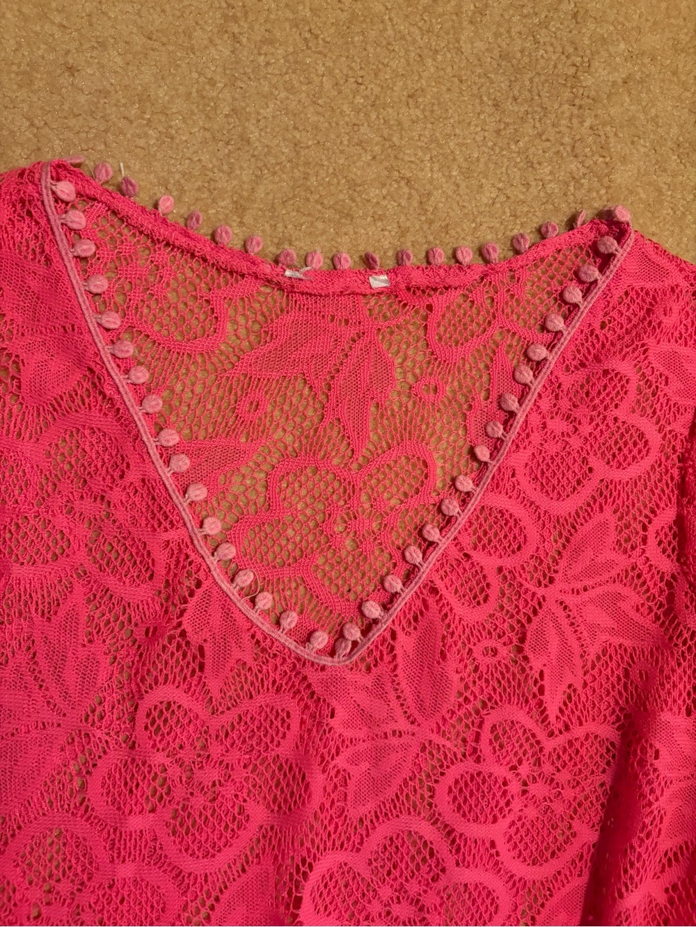 Pink Floral Lace Tunic Cover-Up